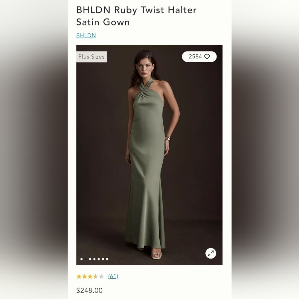 BHLDN Green Halter Maxi Gown